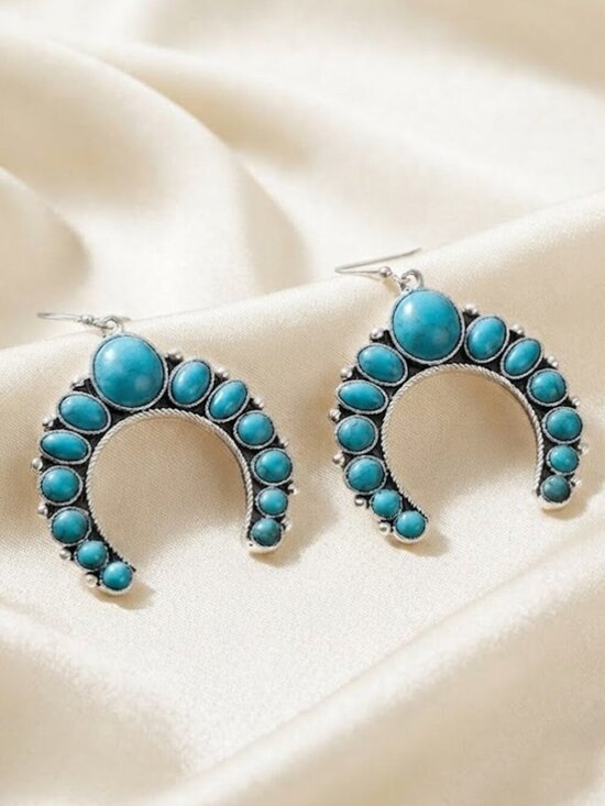 Elizabeth Besich Jewelry - Horseshoe Earrings - Blue